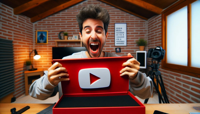 YouTuber recibiendo placa por suscriptores